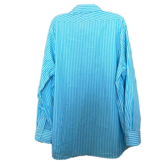 Lilly Pulitzer via Palm Beach Aqua Stripe Long Sleeve Dress Shirt - Picture 3 of 10